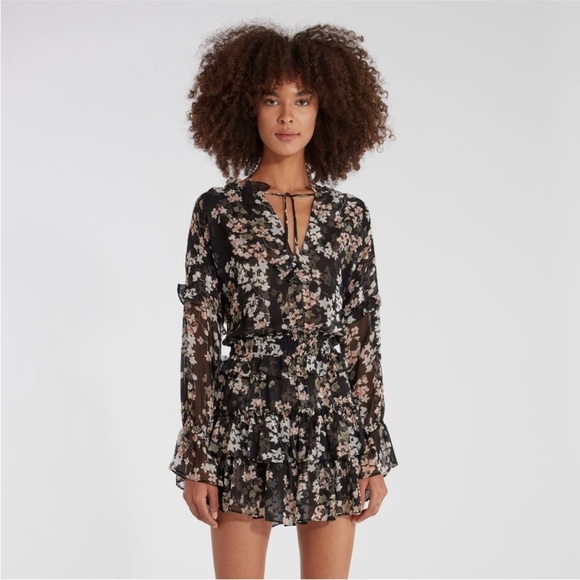 Misa Los Angeles Lolita Black Floral Mini Dress - Picture 2 of 11